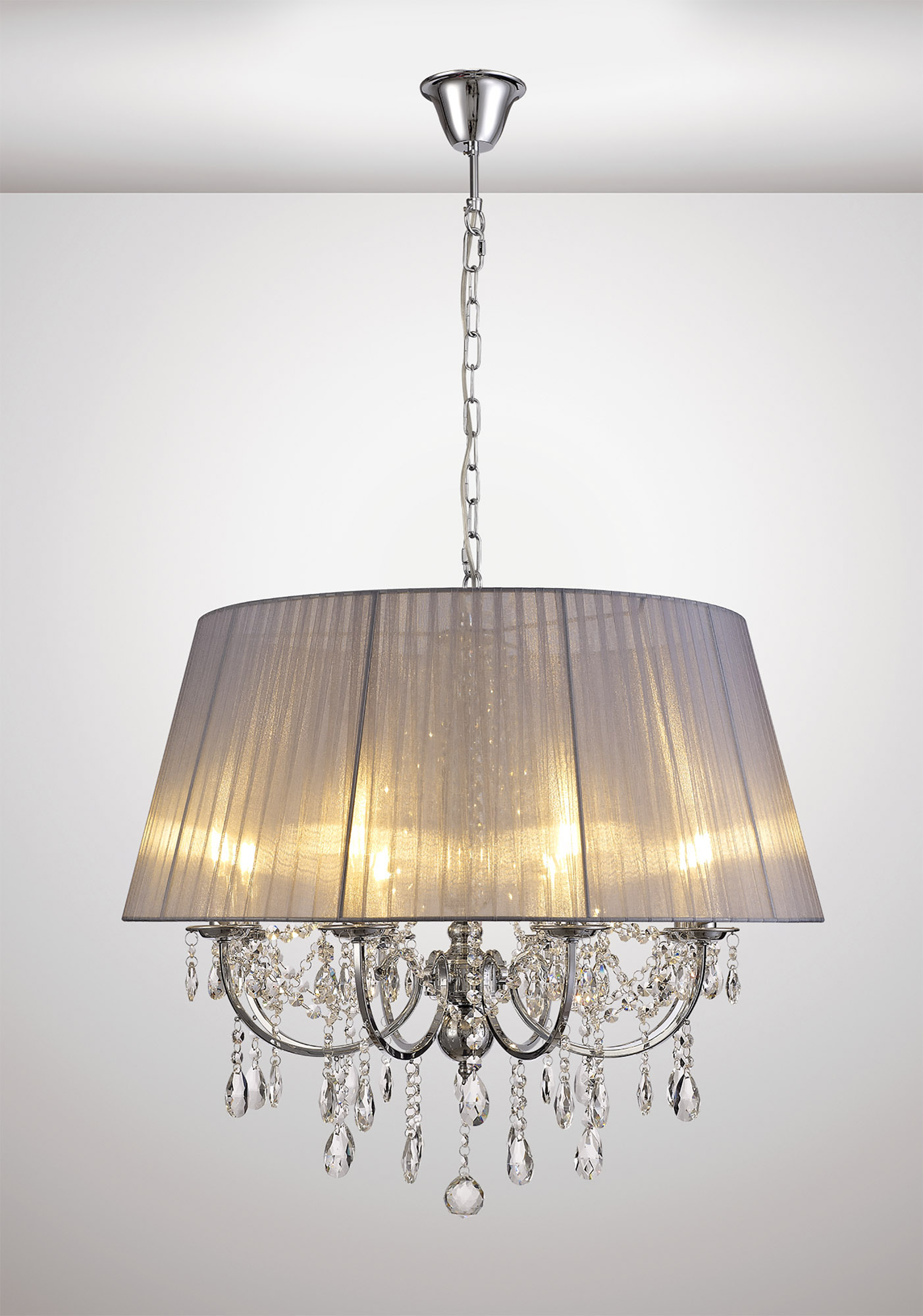 IL30056/GY  Olivia Crystal Pendant 8 Light Polished Chrome